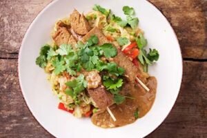 vegan nasi seitan pindasaus